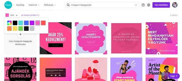 Instagram bejegyzes keszitese Canva val